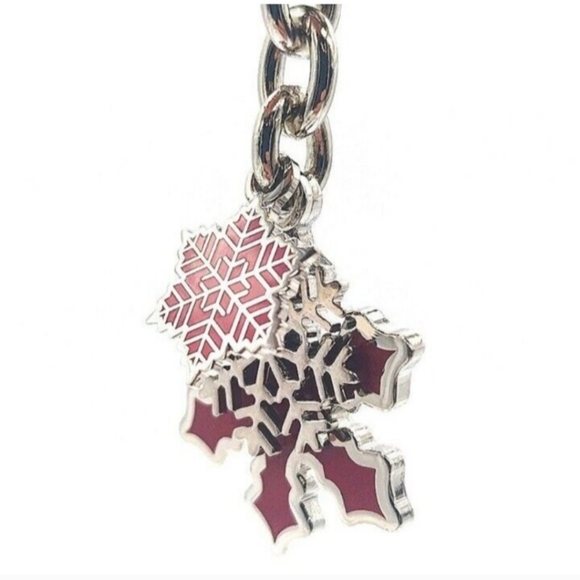 $68 COACH Vintage Red Enamel Multi Snowflake Keychain Fob Rare Purse Charm-#7321 - Picture 2 of 4